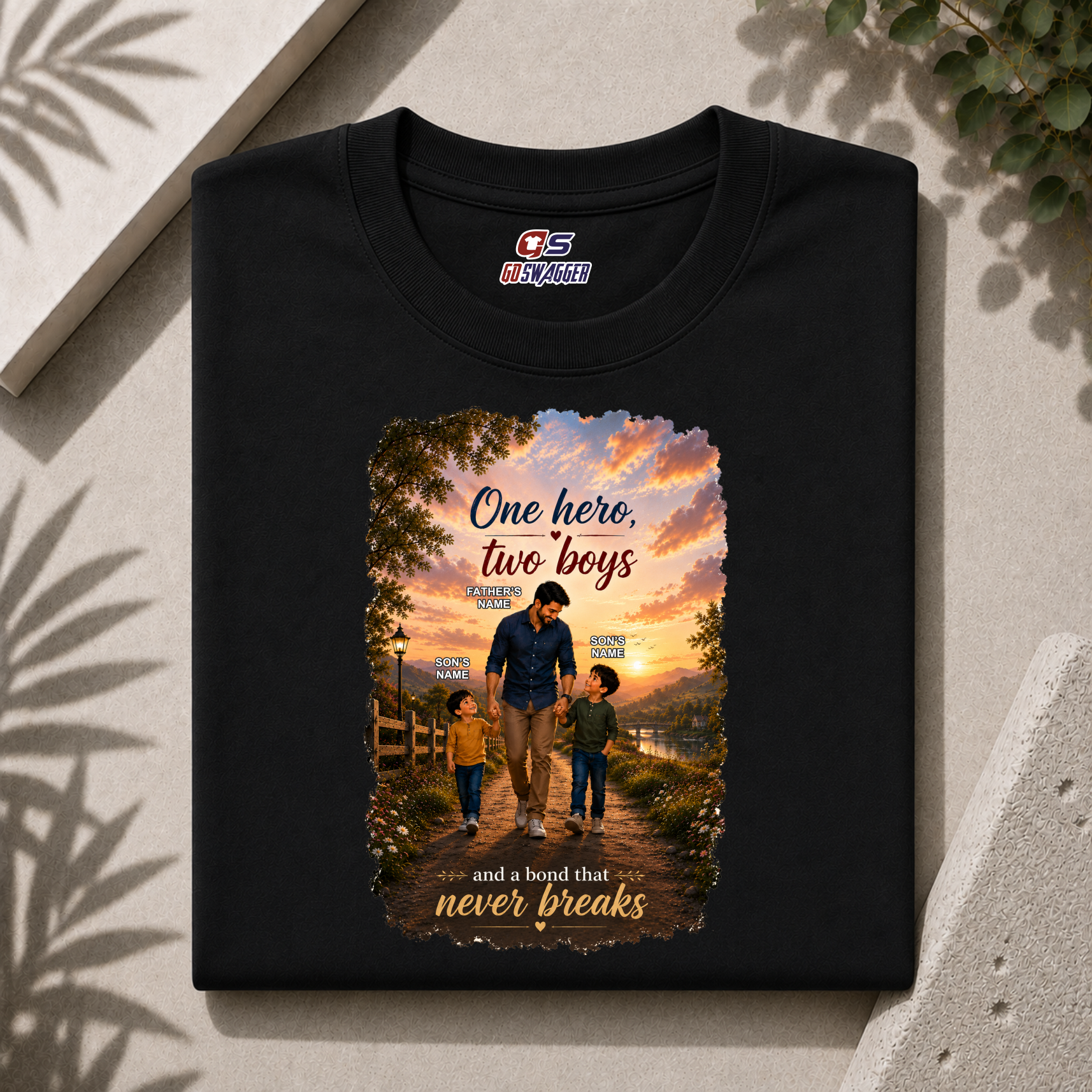 Customised One Hero Two Boys| Father and 2 Son| Premium Cotton T-shirt