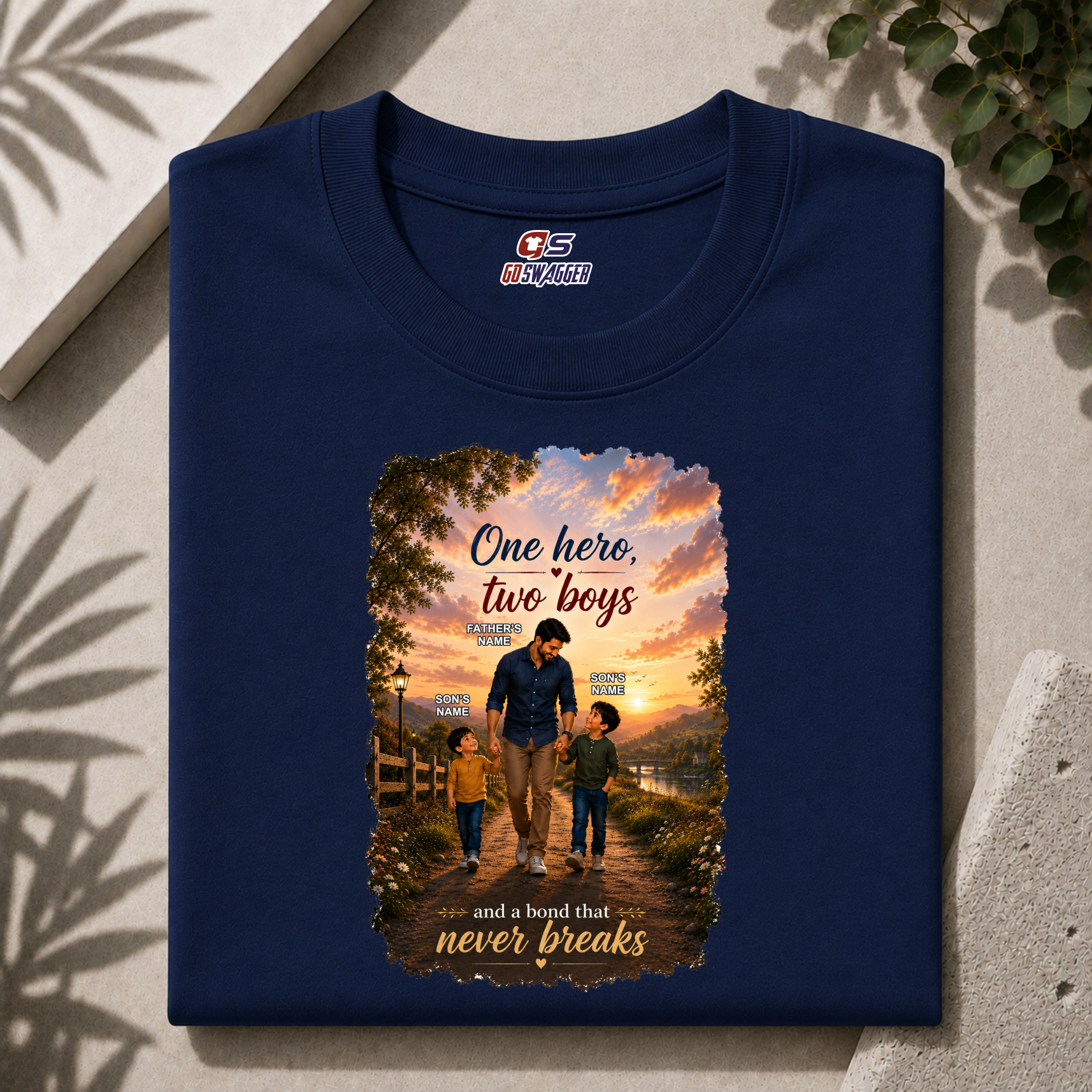 Customised One Hero Two Boys| Father and 2 Son| Premium Cotton T-shirt