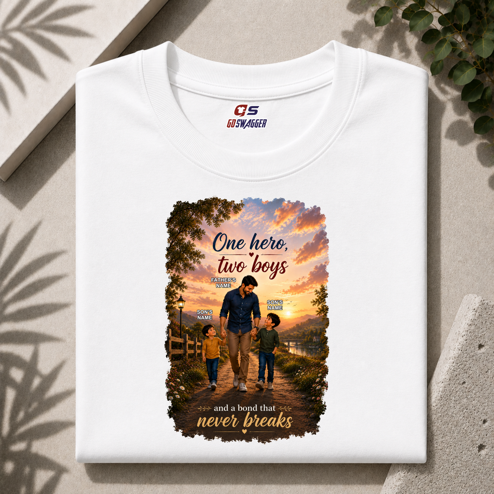 Customised One Hero Two Boys| Father and 2 Son| Premium Cotton T-shirt