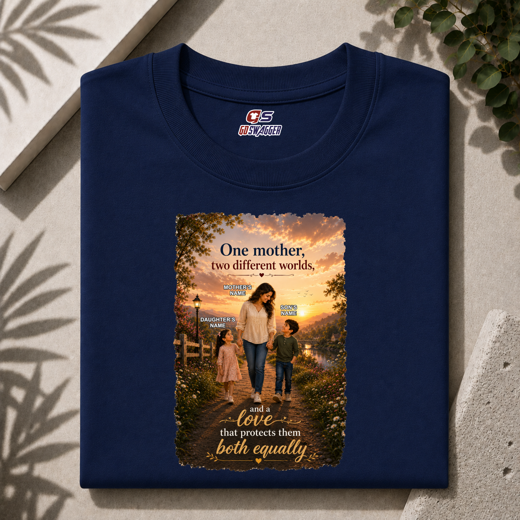 Customised One Mother Two Different Worlds| Mother and 2 Kids| Premium Cotton T-shirt