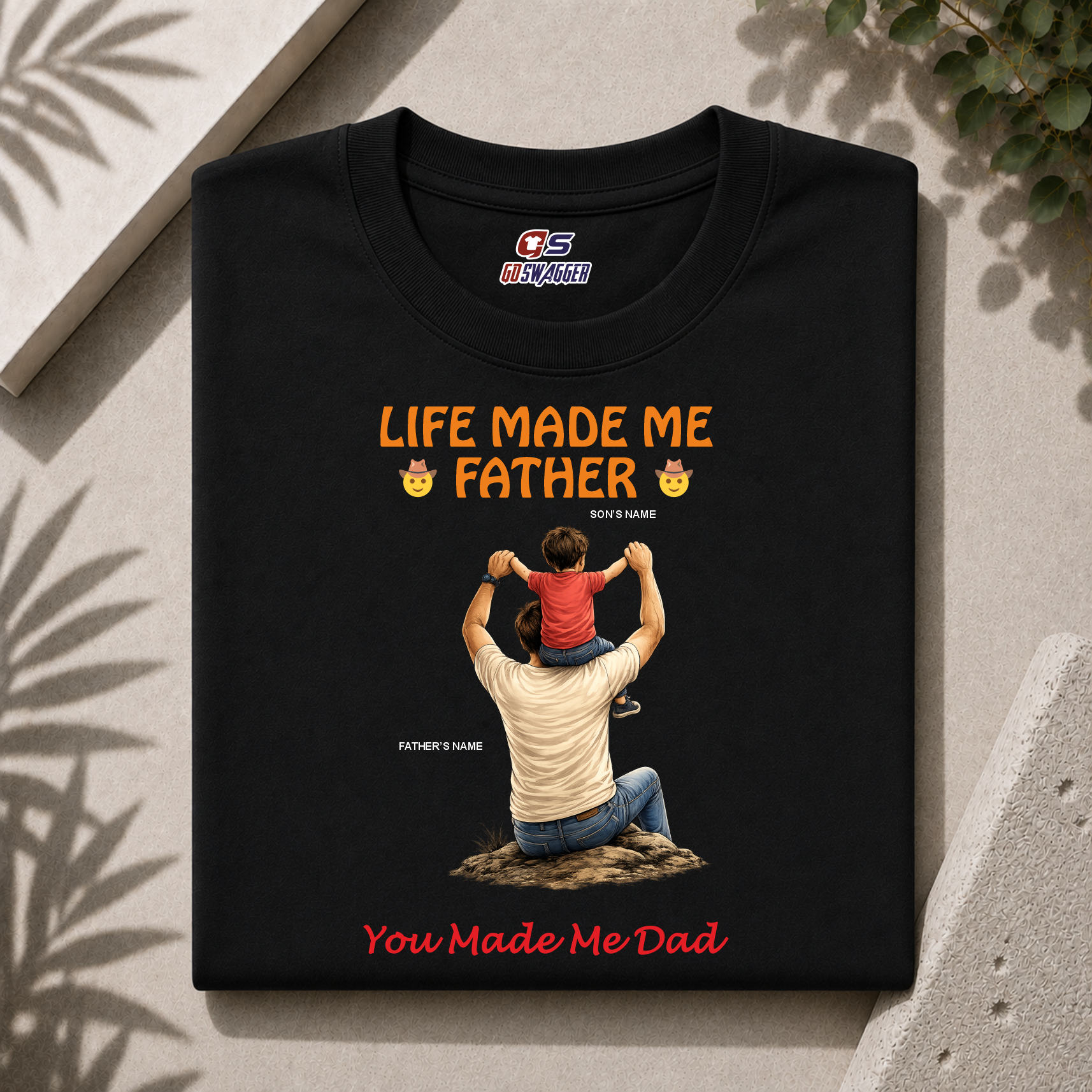 Customised Life Made Me Father You Made Me Dad| Father and Son| Premium Cotton T-shirt