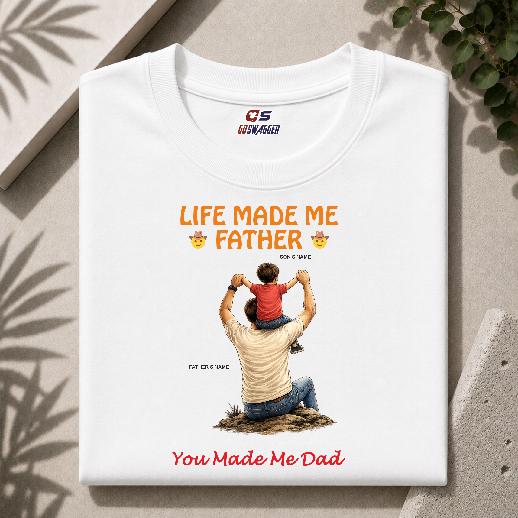 Customised Life Made Me Father You Made Me Dad| Father and Son| Premium Cotton T-shirt