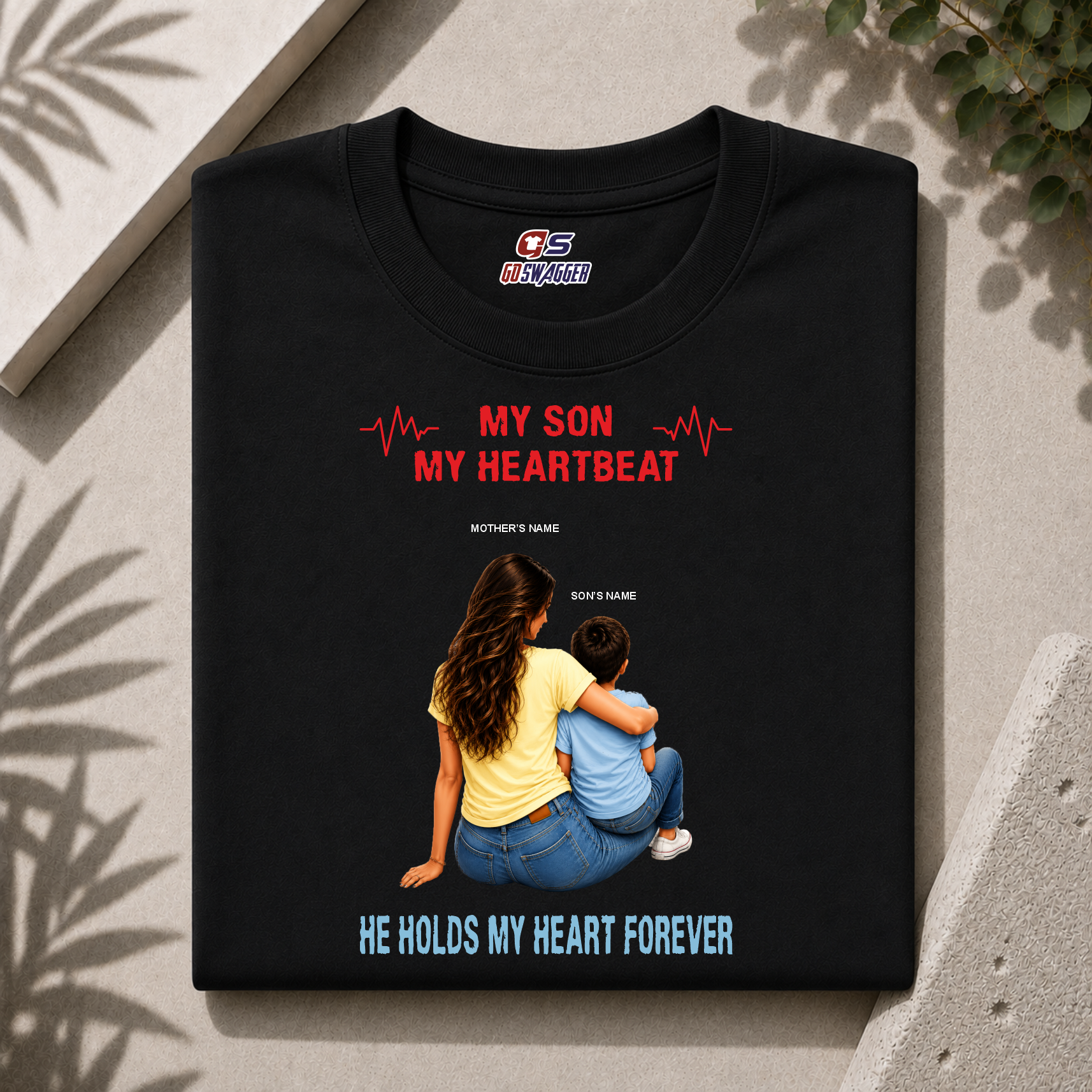 Customised My Son My Heartbeat| Mother and Son| Premium Cotton T-shirt