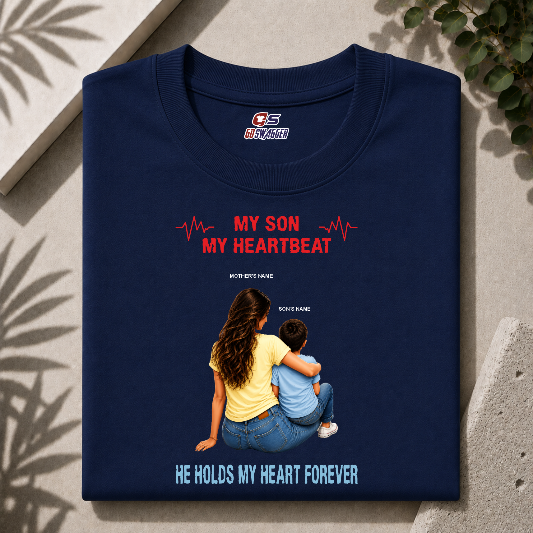 Customised My Son My Heartbeat| Mother and Son| Premium Cotton T-shirt