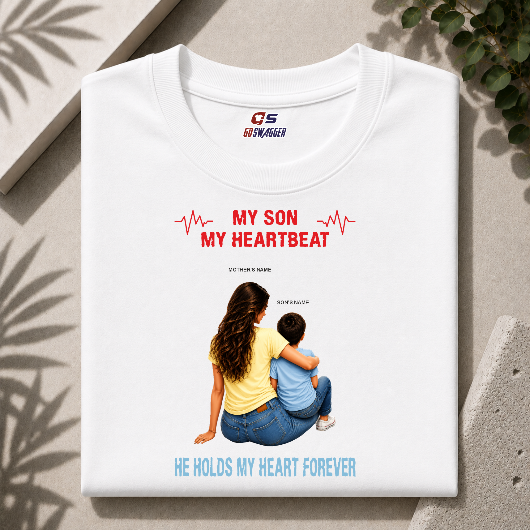 Customised My Son My Heartbeat| Mother and Son| Premium Cotton T-shirt