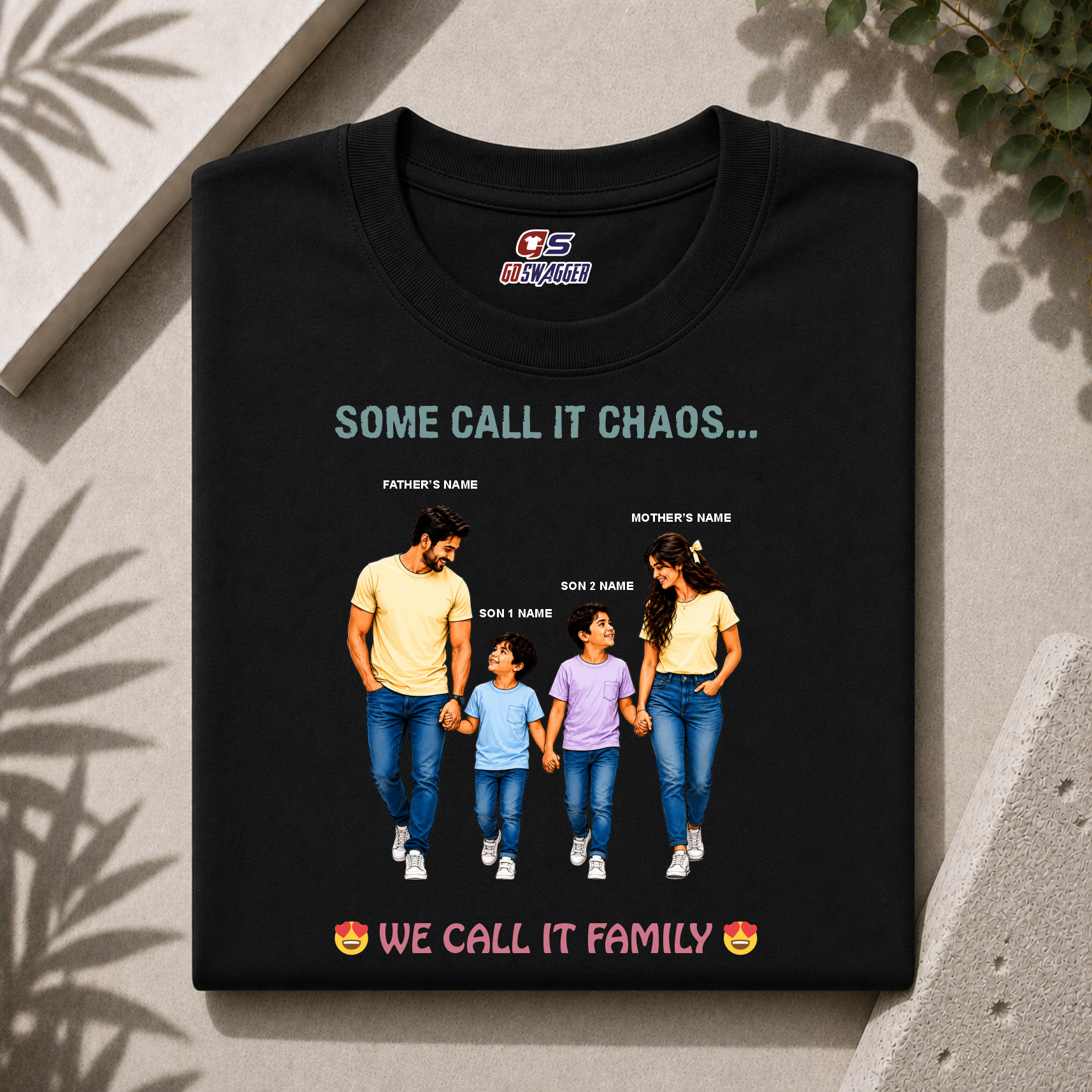 Customised We Call It Family| Father, Mother and 2 Sons| Premium Cotton T-shirt