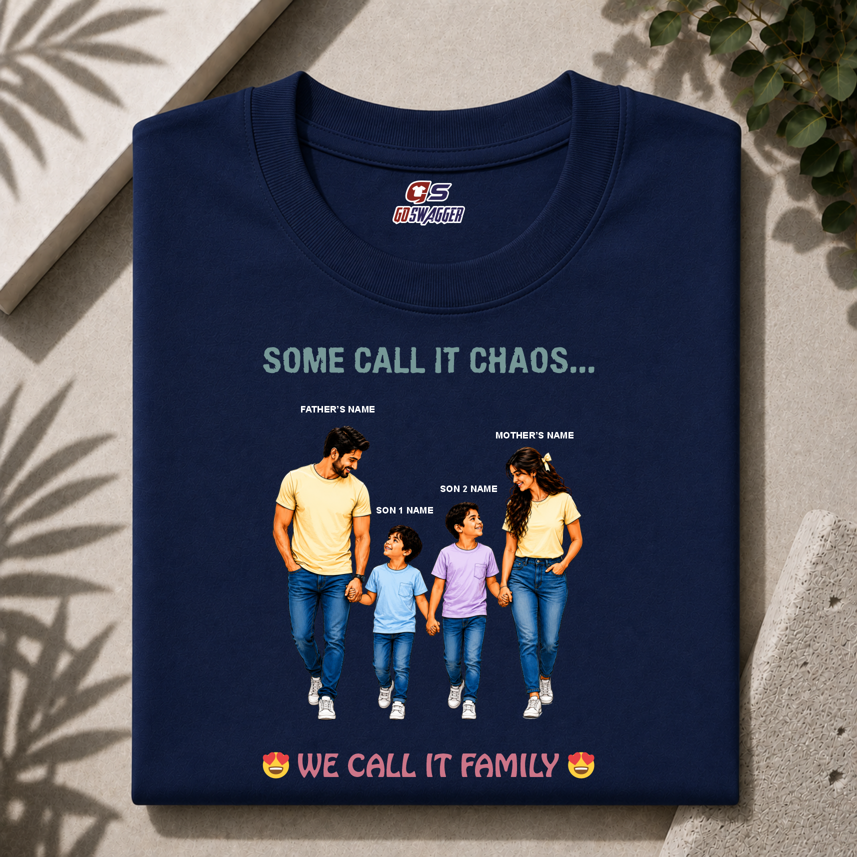 Customised We Call It Family| Father, Mother and 2 Sons| Premium Cotton T-shirt