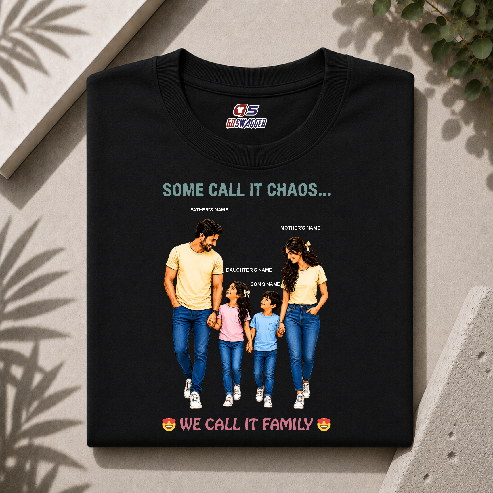 Customised We Call It Family| Father, Mother and 2 Kids| Premium Cotton T-shirt