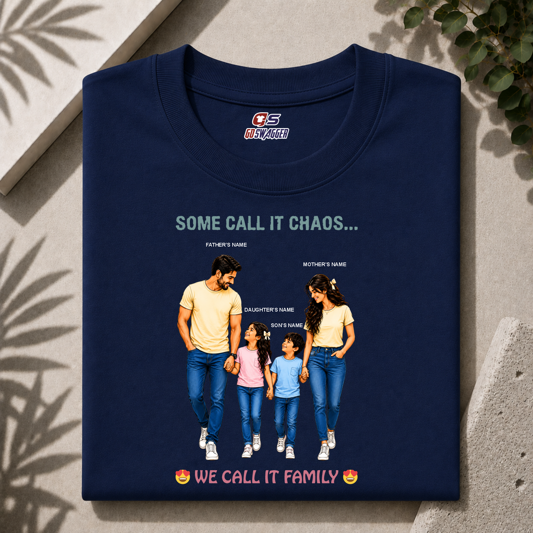 Customised We Call It Family| Father, Mother and 2 Kids| Premium Cotton T-shirt