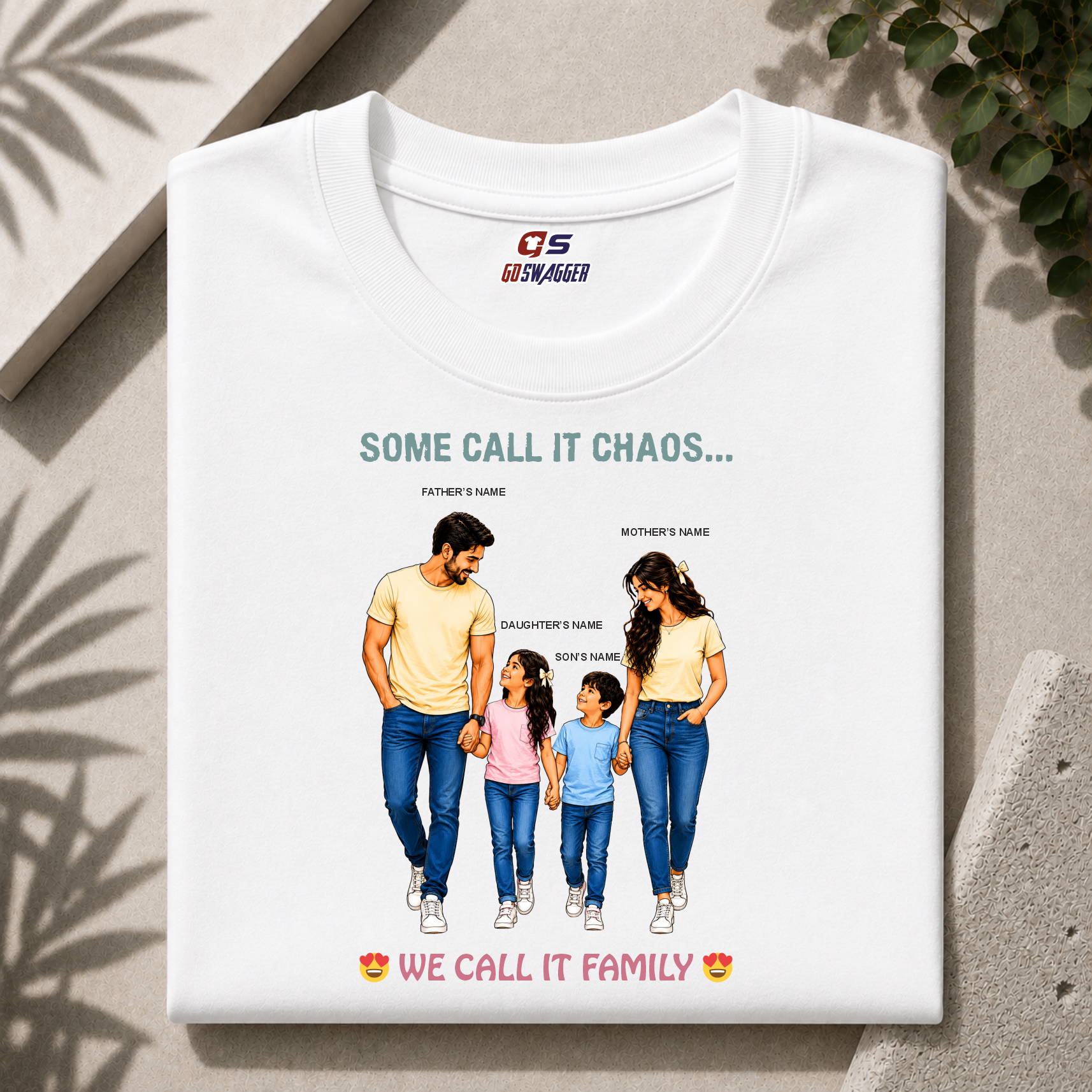 Customised We Call It Family| Father, Mother and 2 Kids| Premium Cotton T-shirt