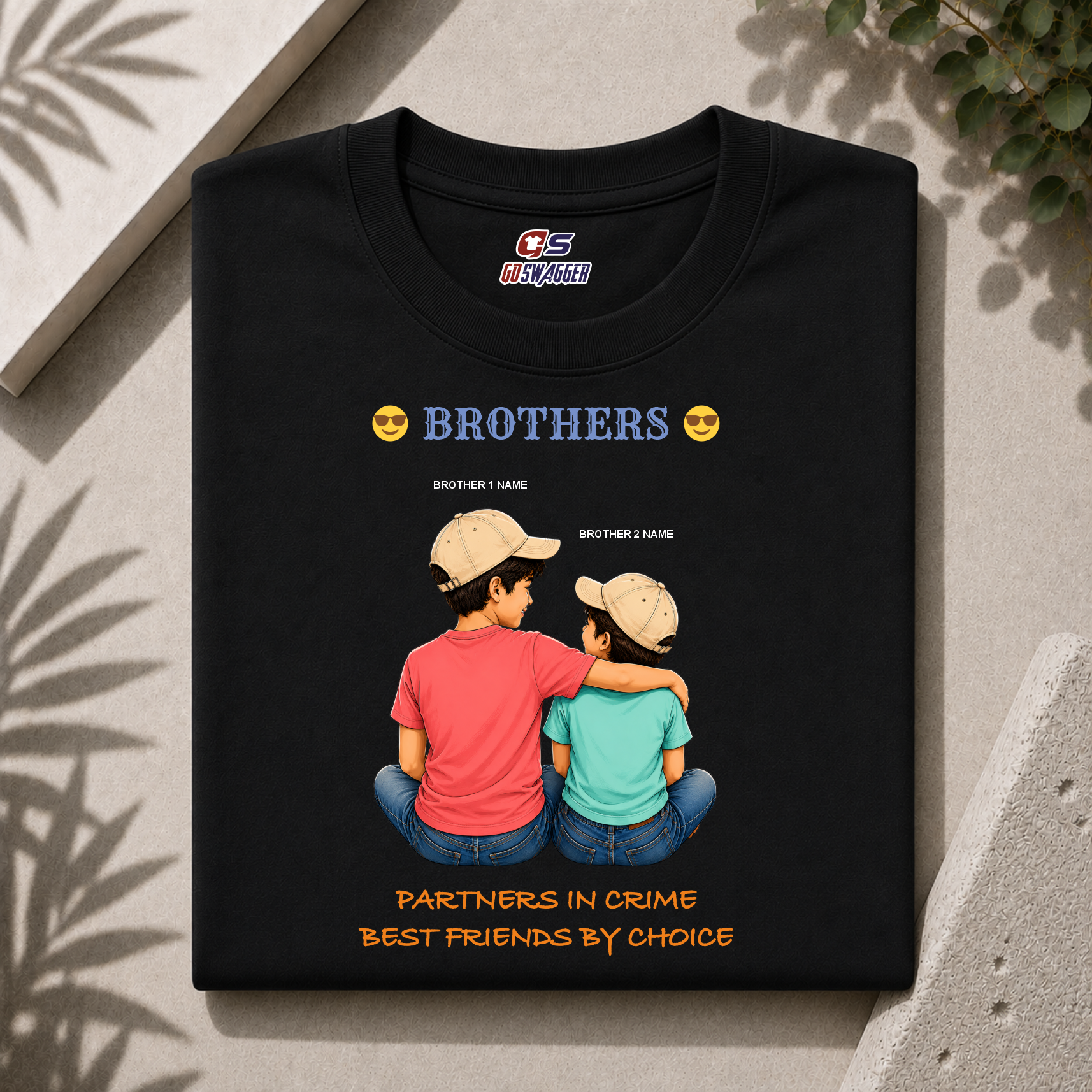 Customised Partner In Crime| 2 Brother| Premium Cotton T-shirt