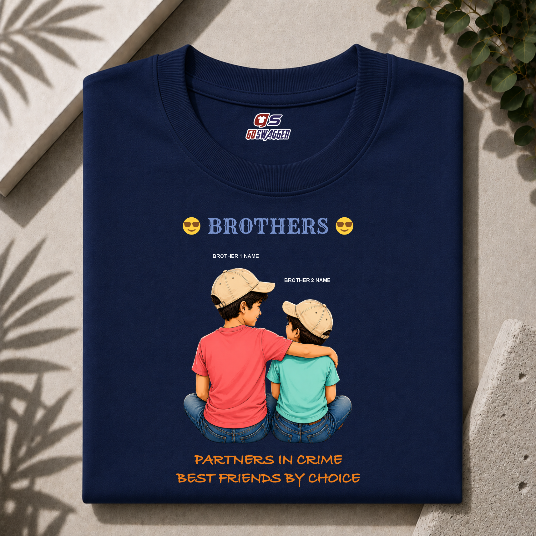 Customised Partner In Crime| 2 Brother| Premium Cotton T-shirt