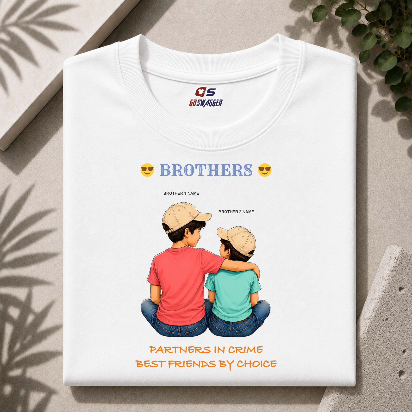 Customised Partner In Crime| 2 Brother| Premium Cotton T-shirt