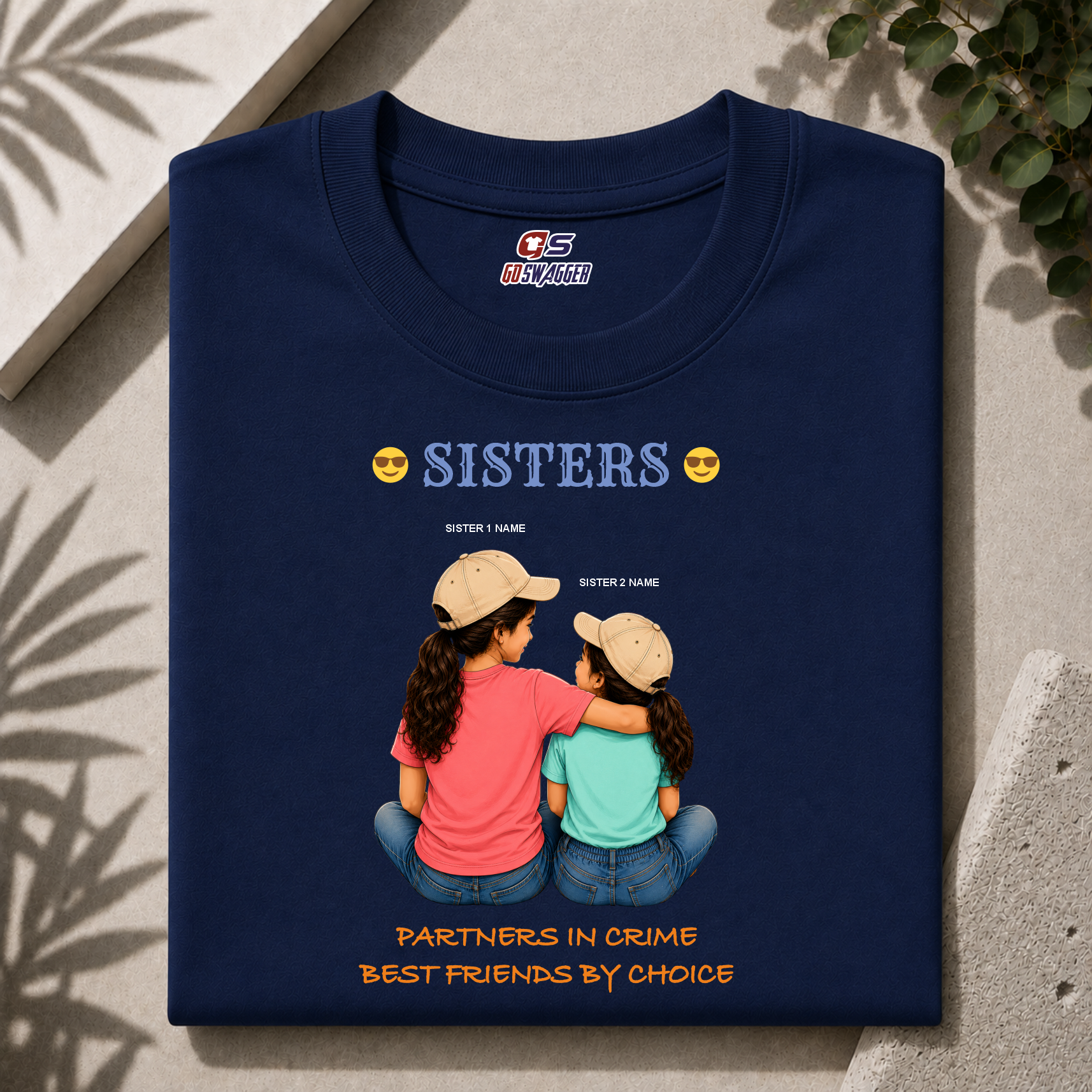 Customised Partner In Crime| 2 Sister| Premium Cotton T-shirt