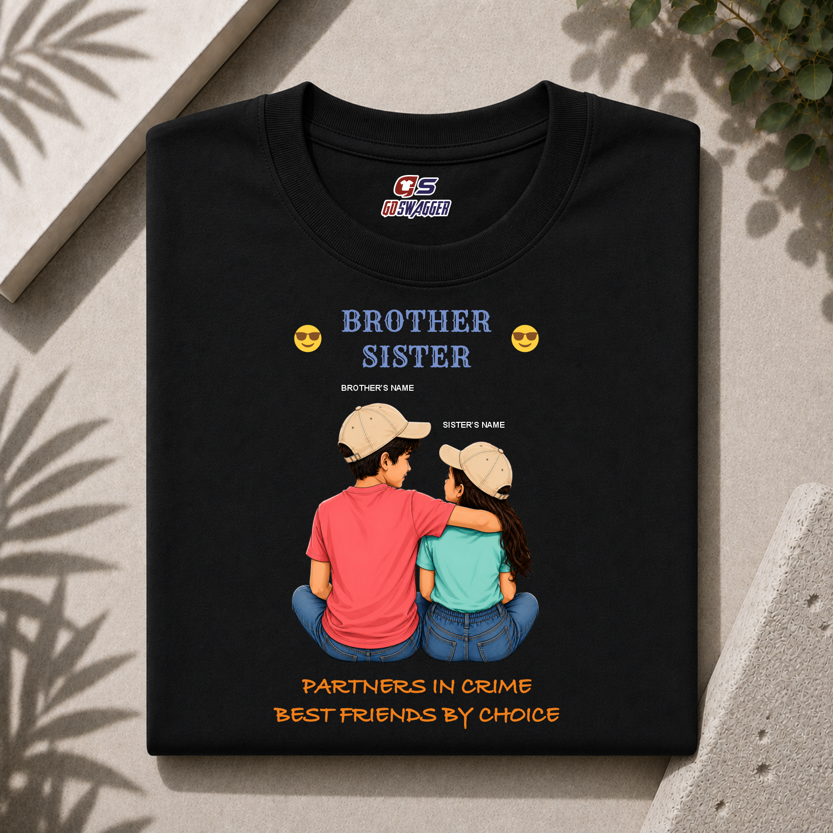 Customised Partner In Crime| Brother and Sister| Premium Cotton T-shirt