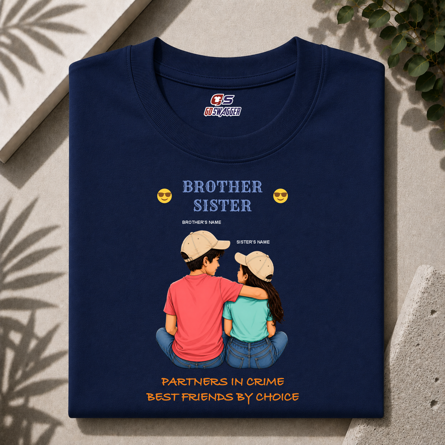 Customised Partner In Crime| Brother and Sister| Premium Cotton T-shirt